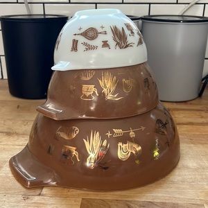 PYREX FEDERAL AMERICANA SET OF 3 MIXING BOWLS